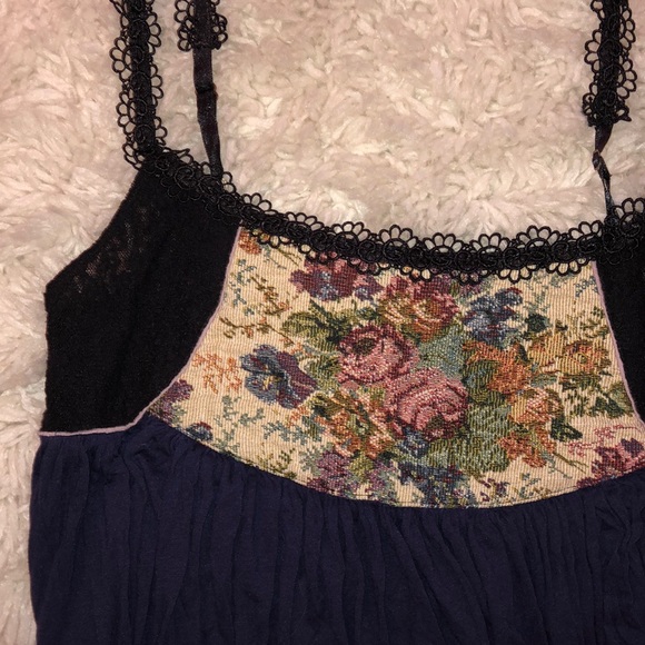 Free People Floral, Navy, and White Tank - Picture 2 of 4